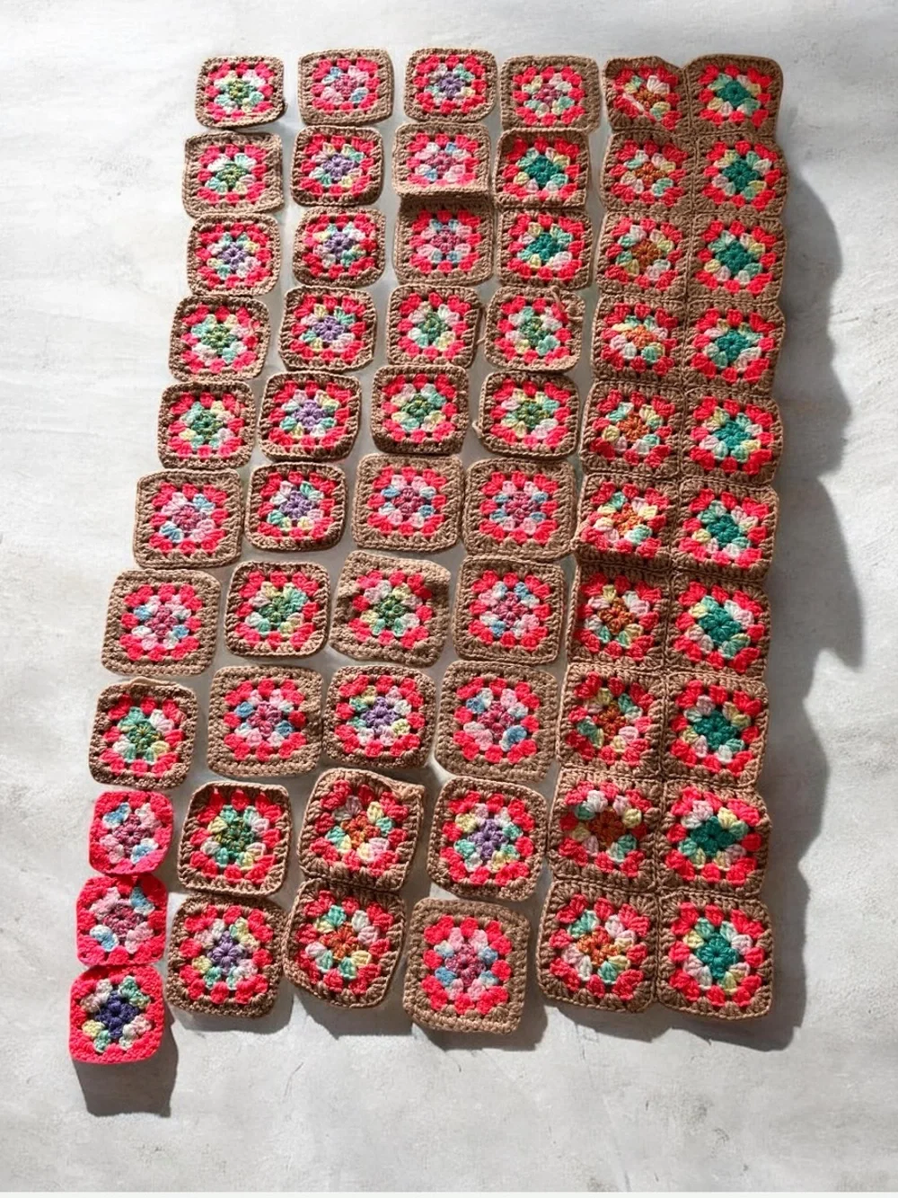 Vintage Granny Square Afgan Blanket Unfinished